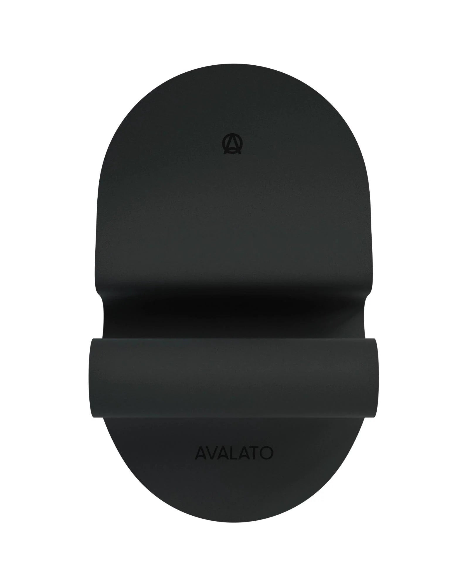 Black exercise mat front view with ergonomic oval design