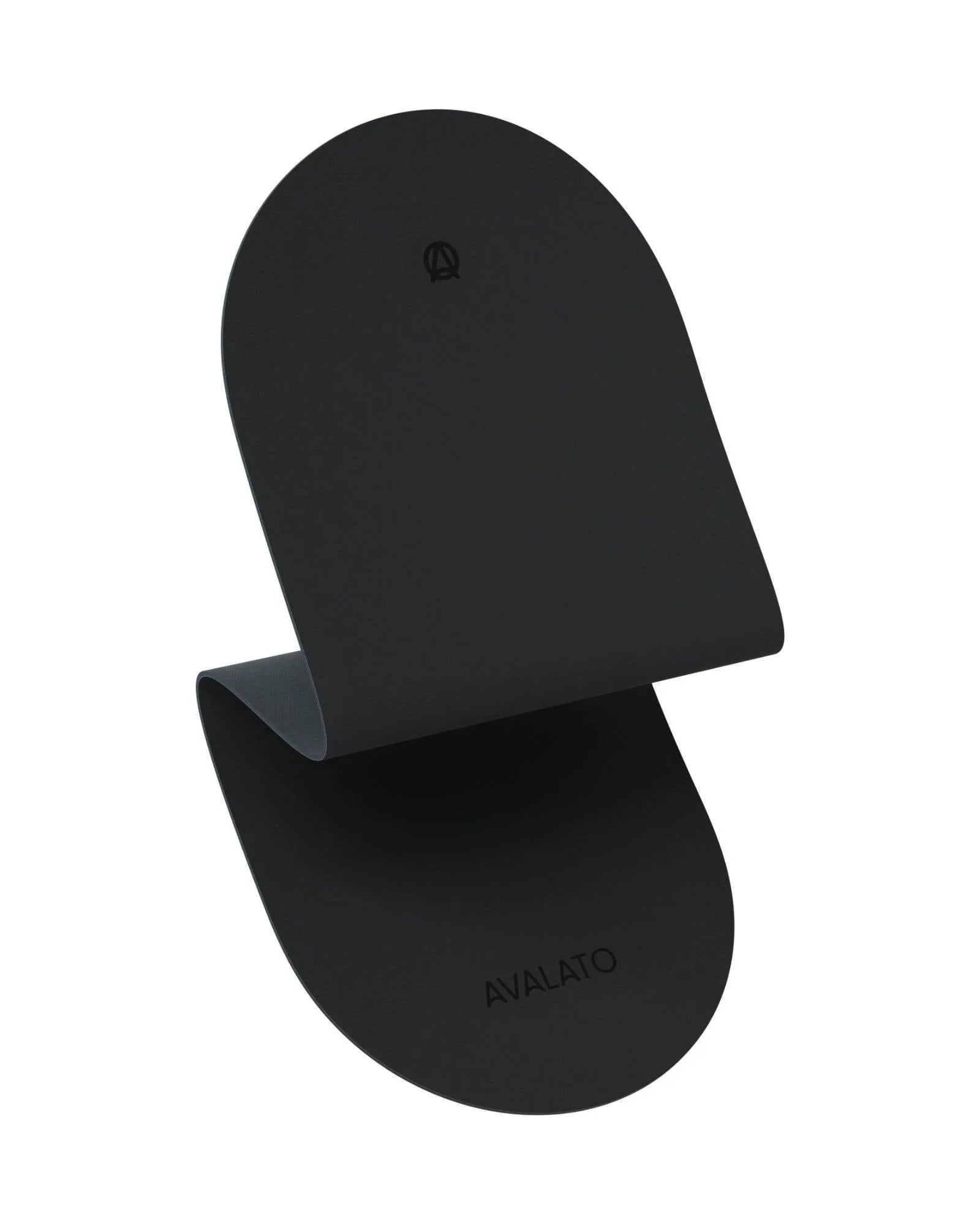 Black exercise mat side view showing anti-slip pattern on grippy leather top layer