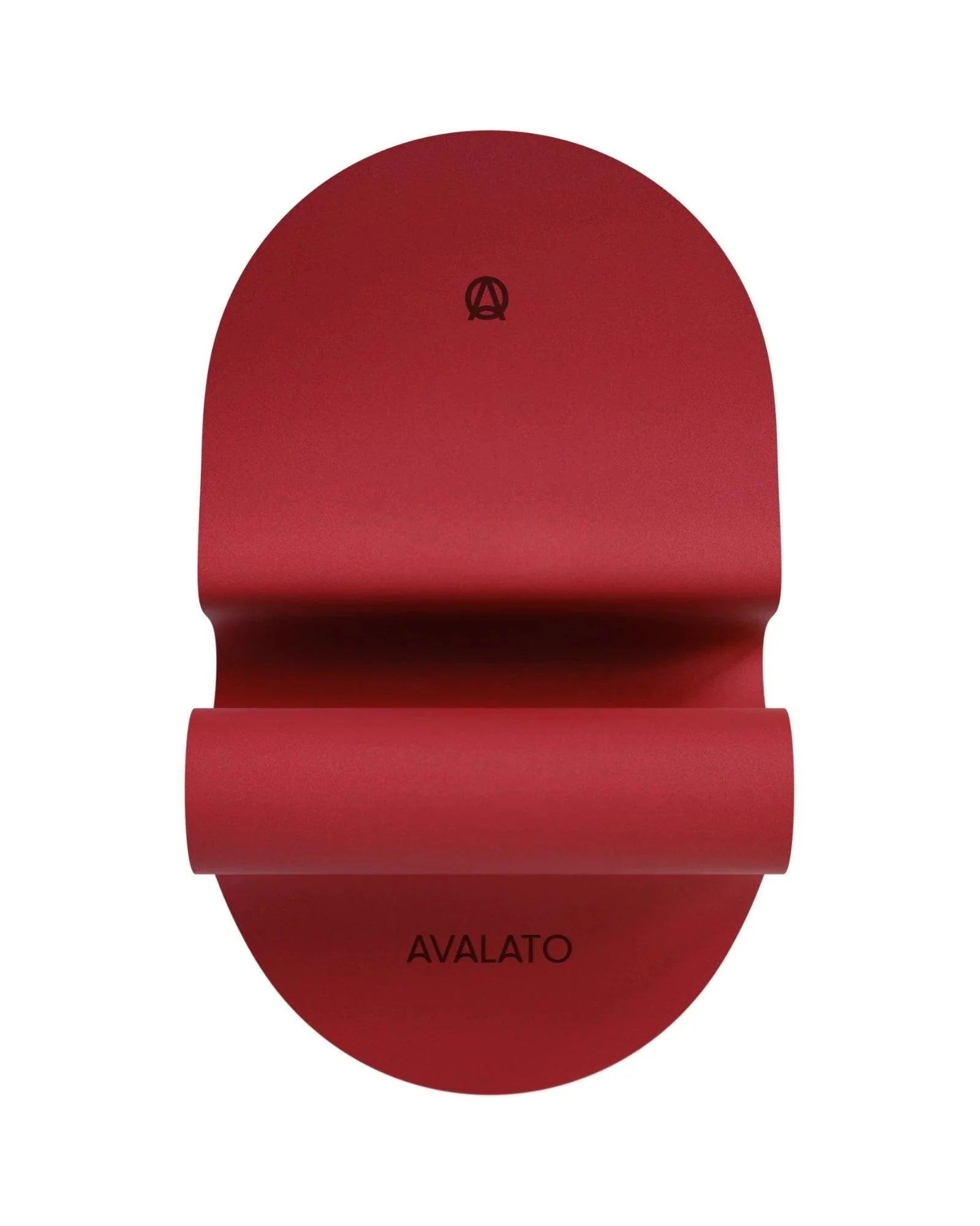 Red exercise mat front view with ergonomic oval design
