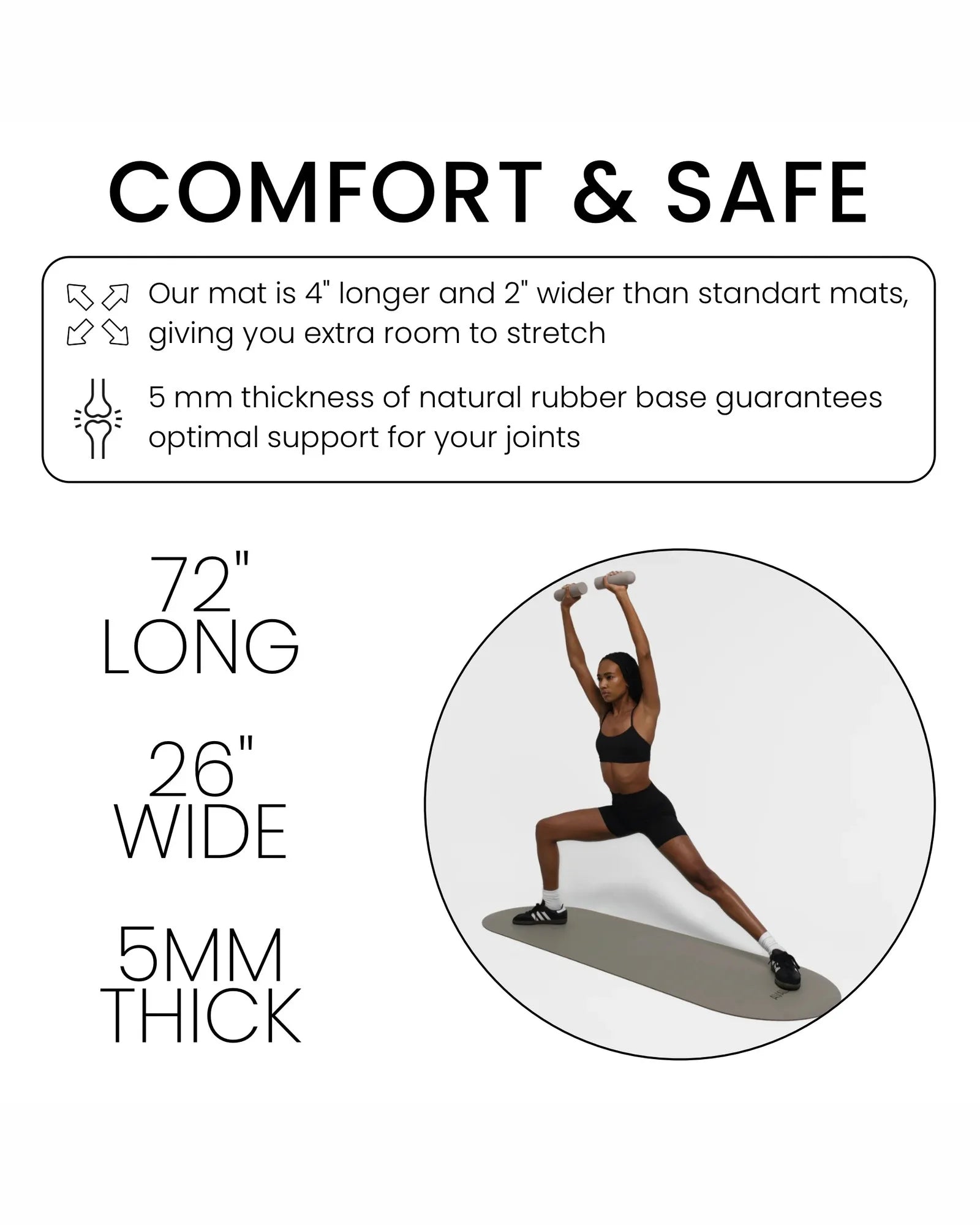 comfort and safe yoga mat longer and wider than standart mats