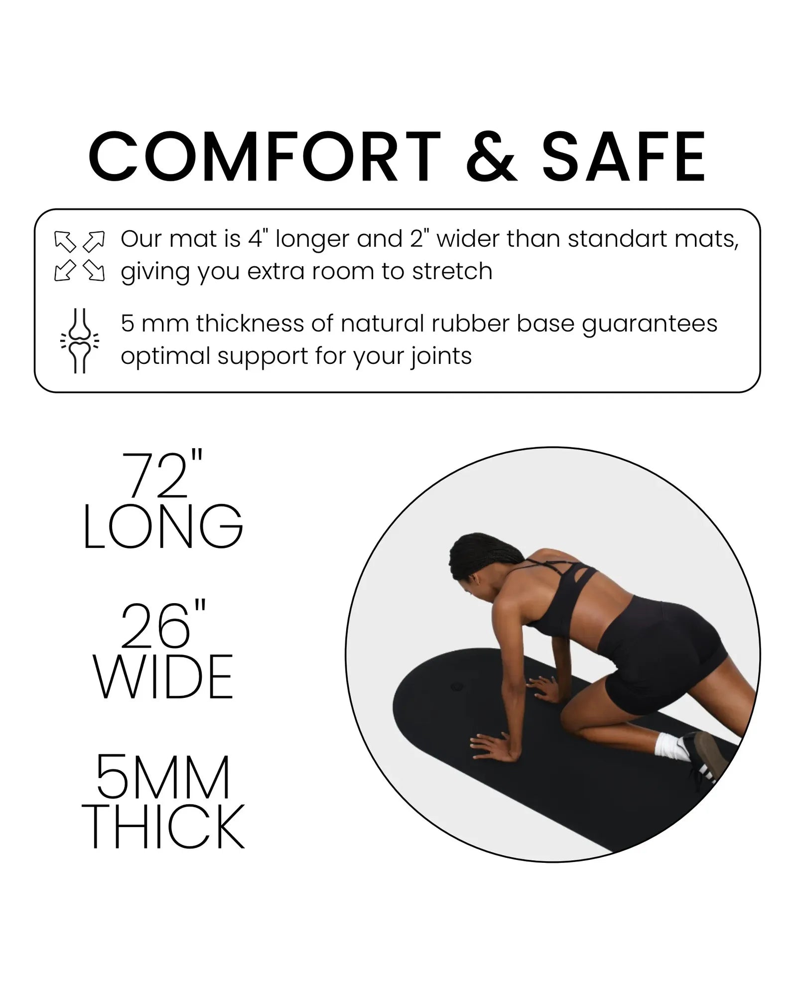comfort and safe yoga mat longer and wider than standart mats
