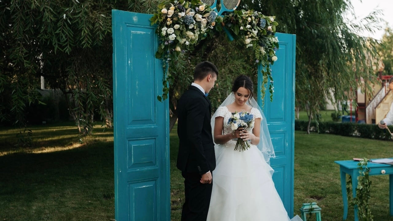 Wedding photo of tennis players couple Alena Yurchenko and Pavel Petrov history of brand owners