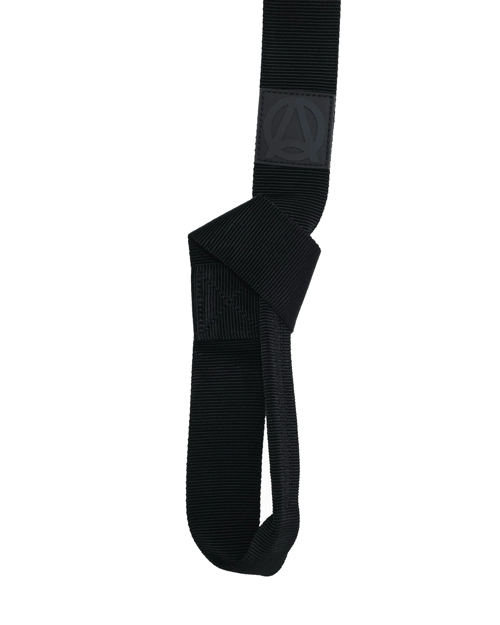 Prepared loop on yoga strap for easy mat carrying and stretching